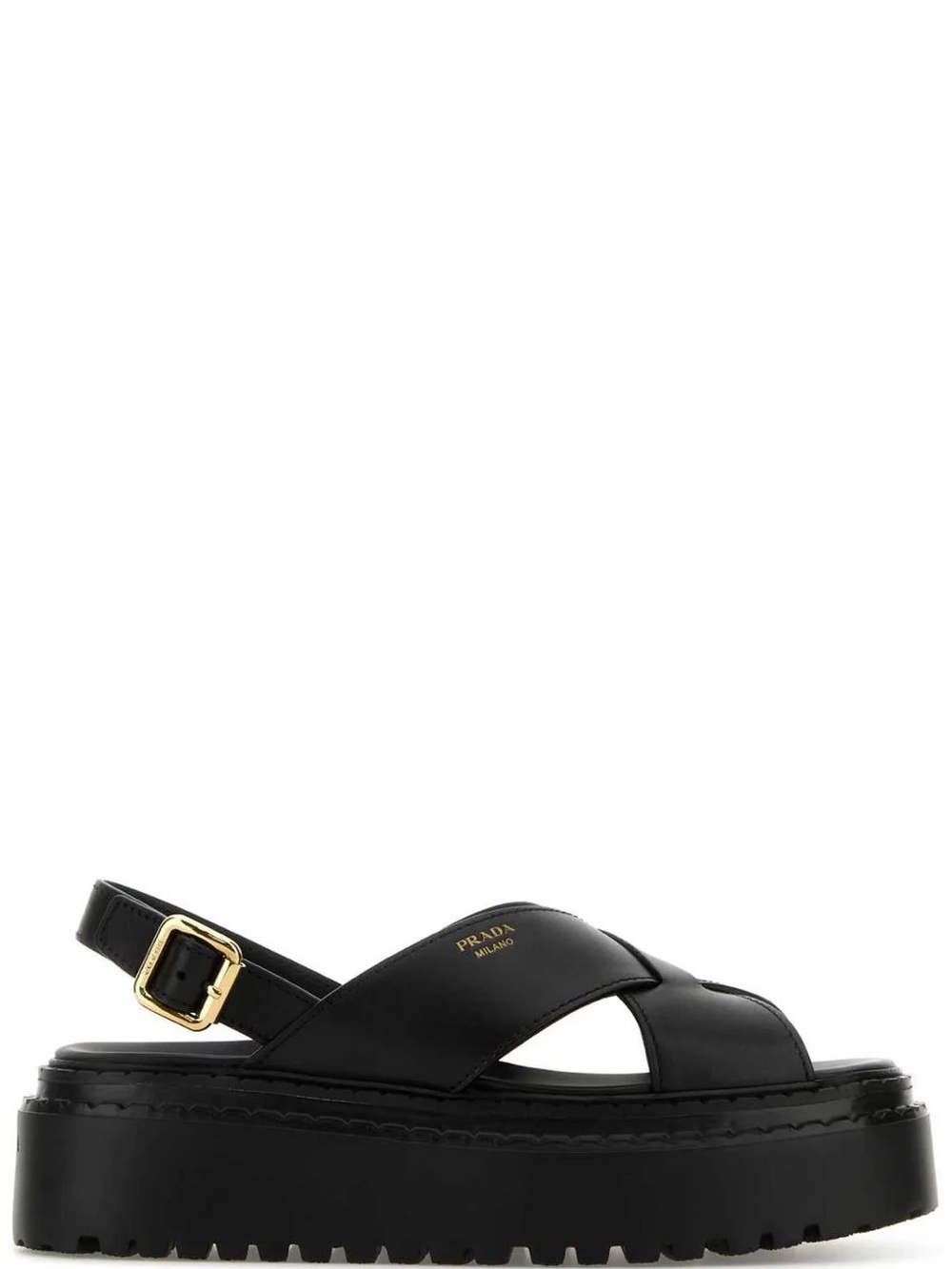 Prada Crossover Strap Detailed Slingback Sandals